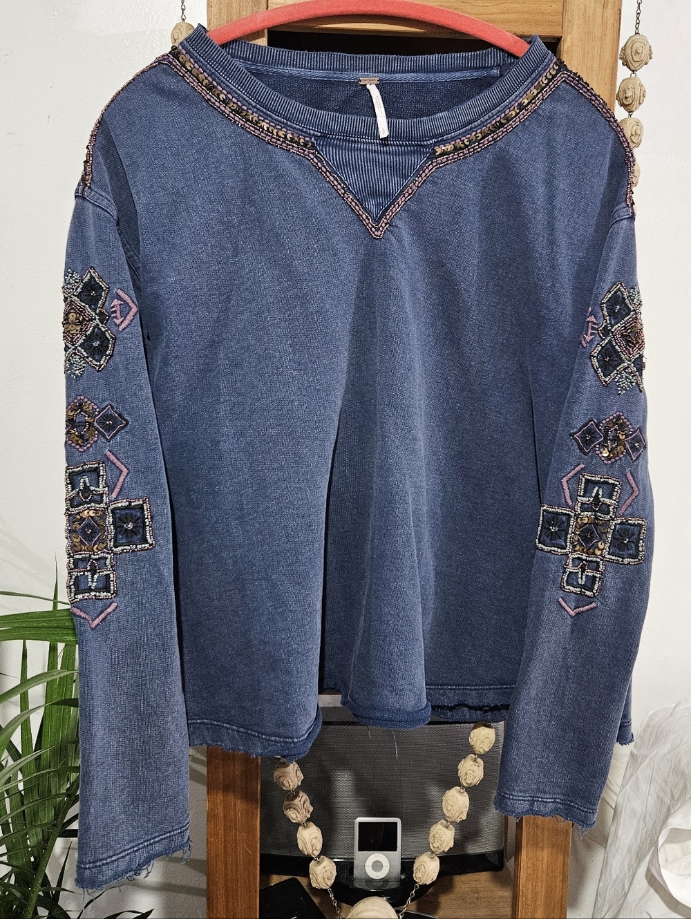 Free People Beaded + Sequin Sweatshirt - Picture 1 of 6